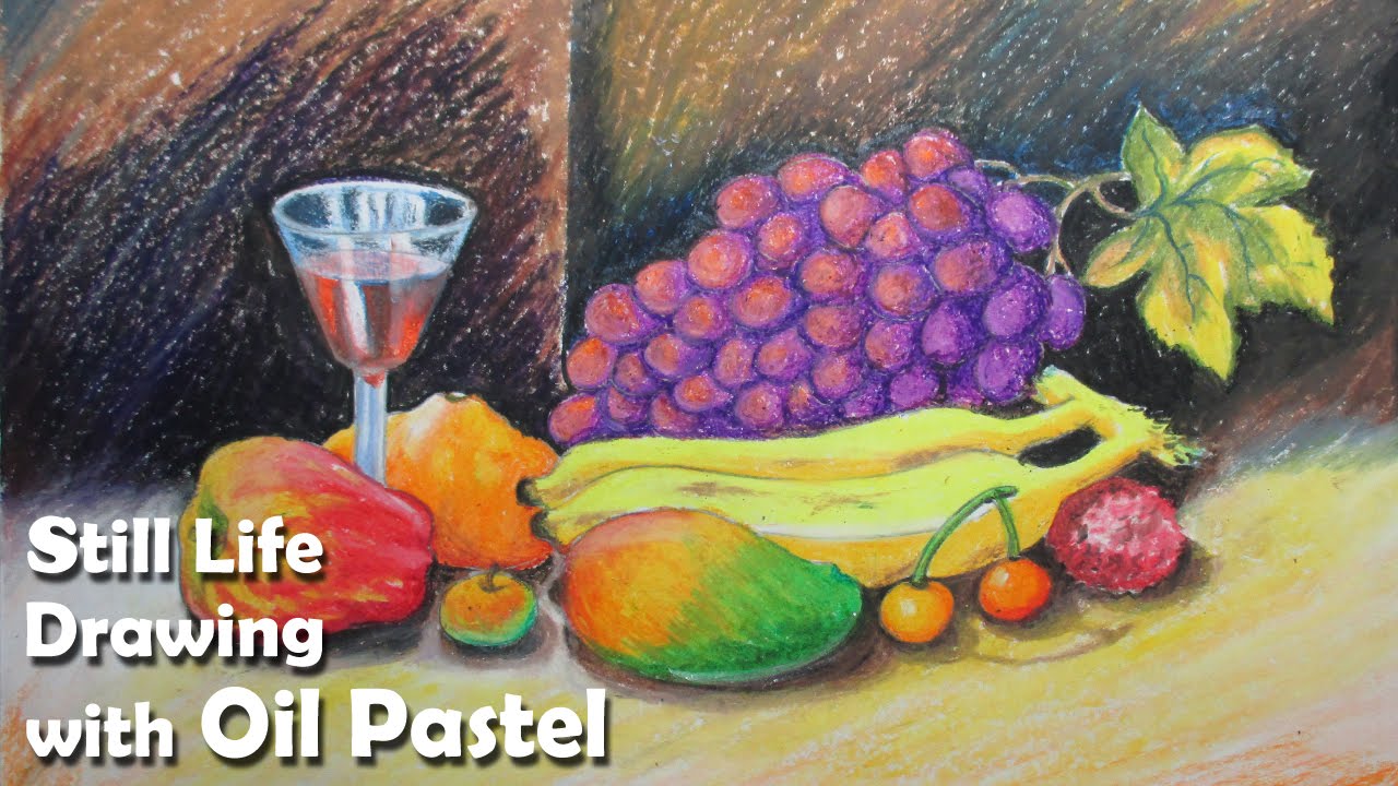 1280x720 How To Paint A Still Life Fruits In Oil Pastel Step - Still Life Fruit Drawing