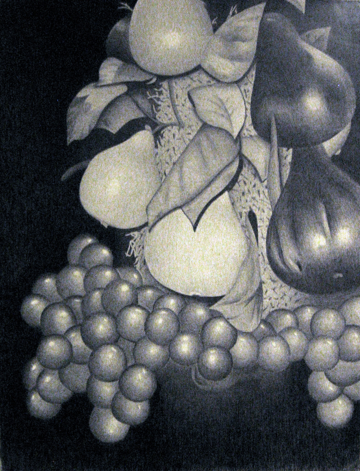 1147x1500 Still Life Fruit Bowl Black White Graphite Drawing Grapes Etsy - Still Life Fruit Drawing