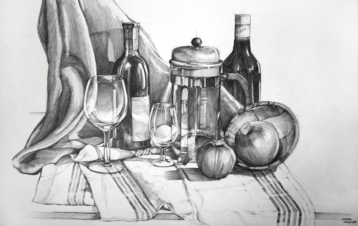700x442 Inagination Drawings Still Life In Pencil - Still Life Pencil Drawing