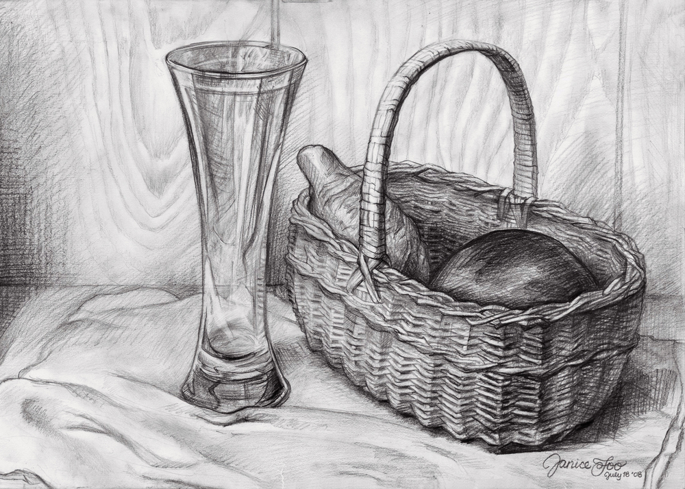 1000x713 Drawing - Still Life Pencil Drawing