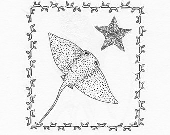 340x270 Stingray Drawing Etsy - Stingray Drawing
