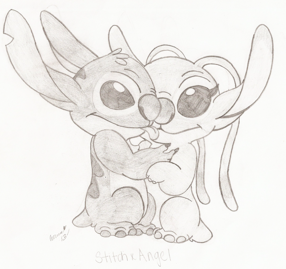 Stitch And Angel Drawing Outline - Fobiaalaenuresis