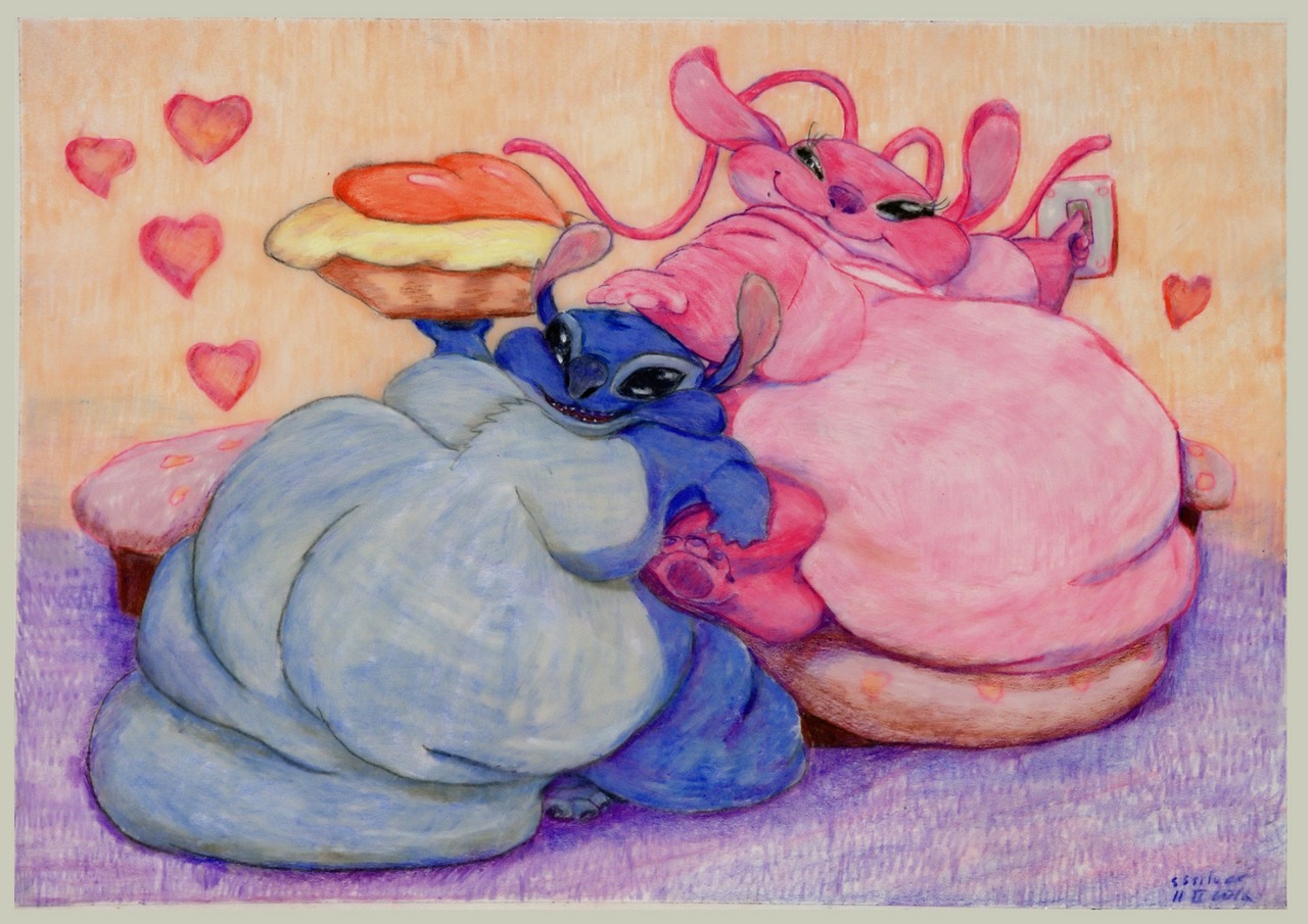 1280x905 fat angel and stitch valentine day - Stitch And Angel Drawing