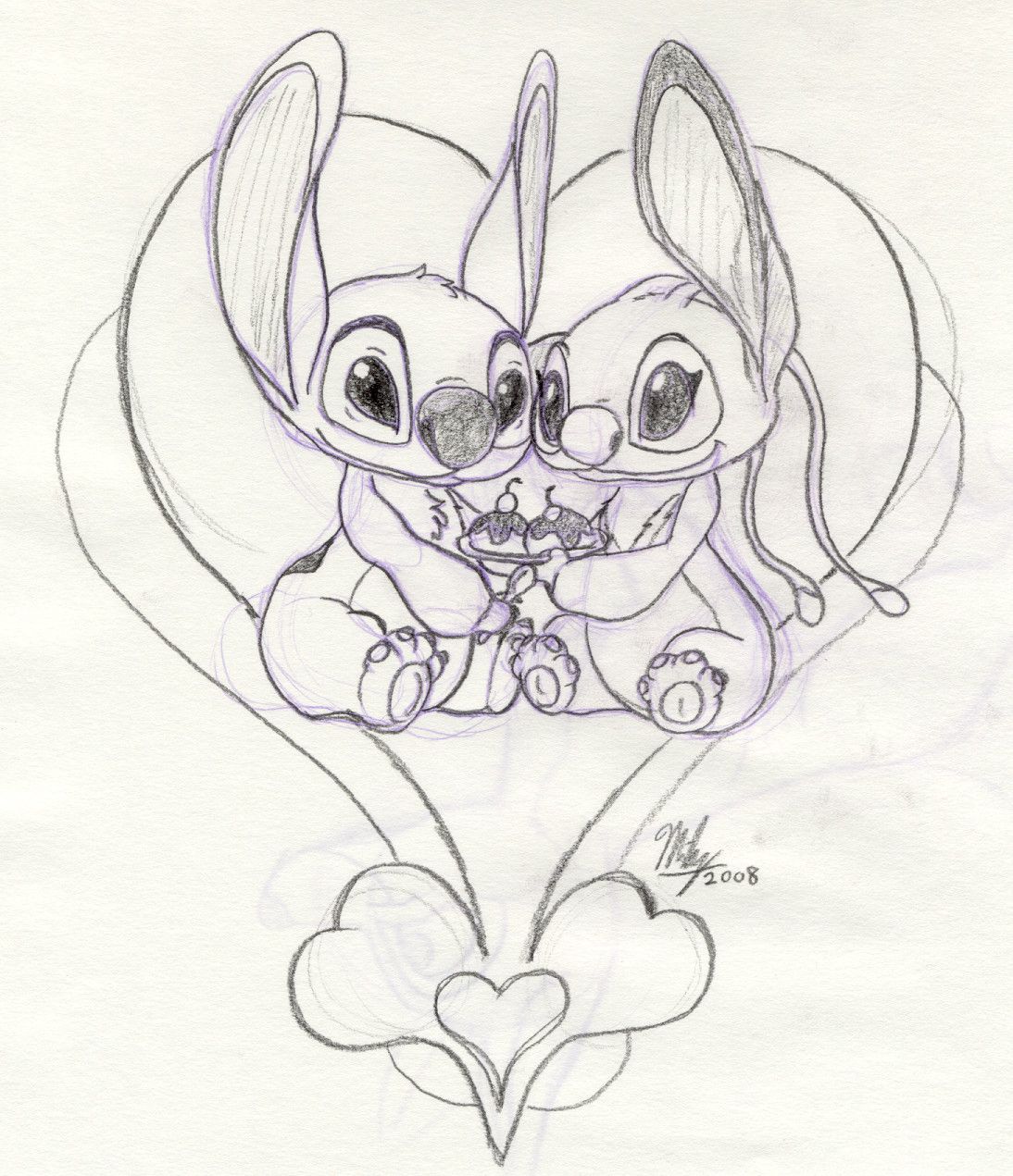 1094x1271 angel drawing lilo and stitch for free download - Stitch And Angel Drawing