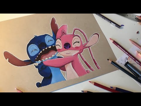 480x360 stitch angel speed drawing - Stitch And Angel Drawing