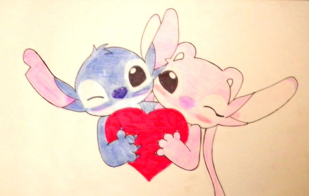 1024x652 stitch y angel love - Stitch And Angel Drawing