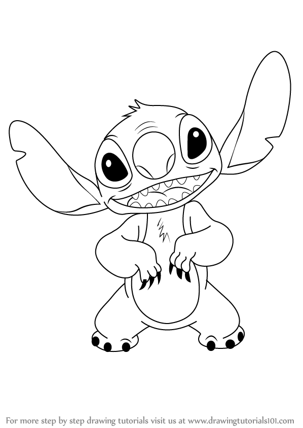 598x844 learn how to draw stitch from lilo and stitch - Stitch Drawing