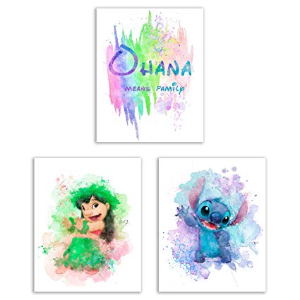 425x425 lilo and stitch watercolor art prints - Stitch Drawing Ohana