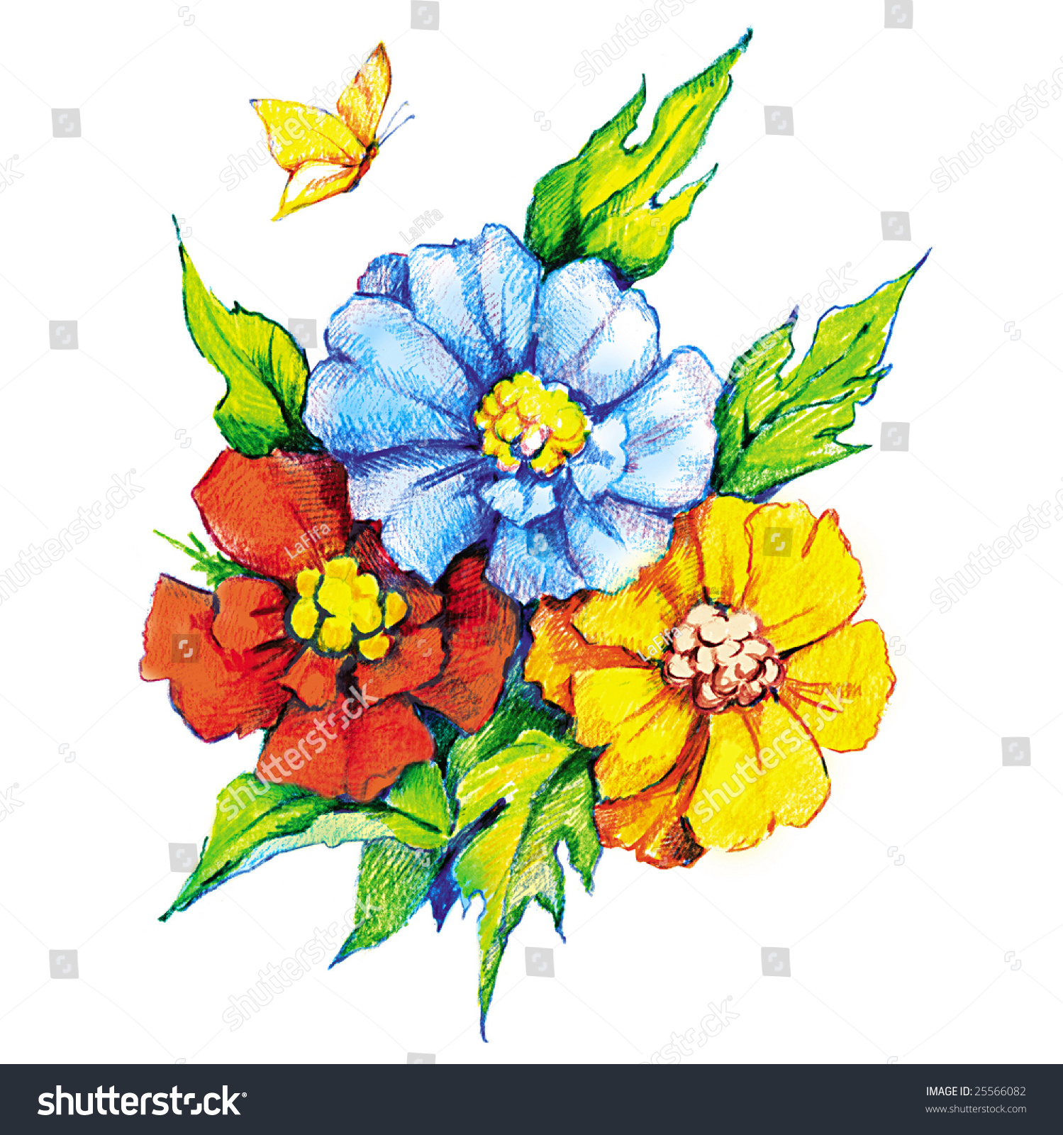 1499x1600 Flower Colour Pencil Sketch Beautiful Flowers Butterfly Colored - Stock Drawings