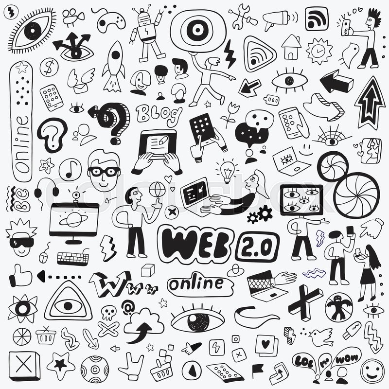 800x800 internet technology doodle set stock vector colourbox - Stock Drawings