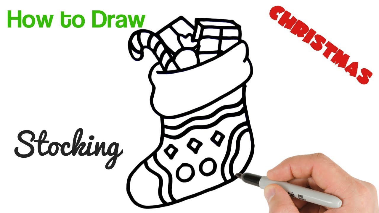 1280x720 How To Draw Christmas Stocking Easy Holiday Drawings - Stocking Drawing