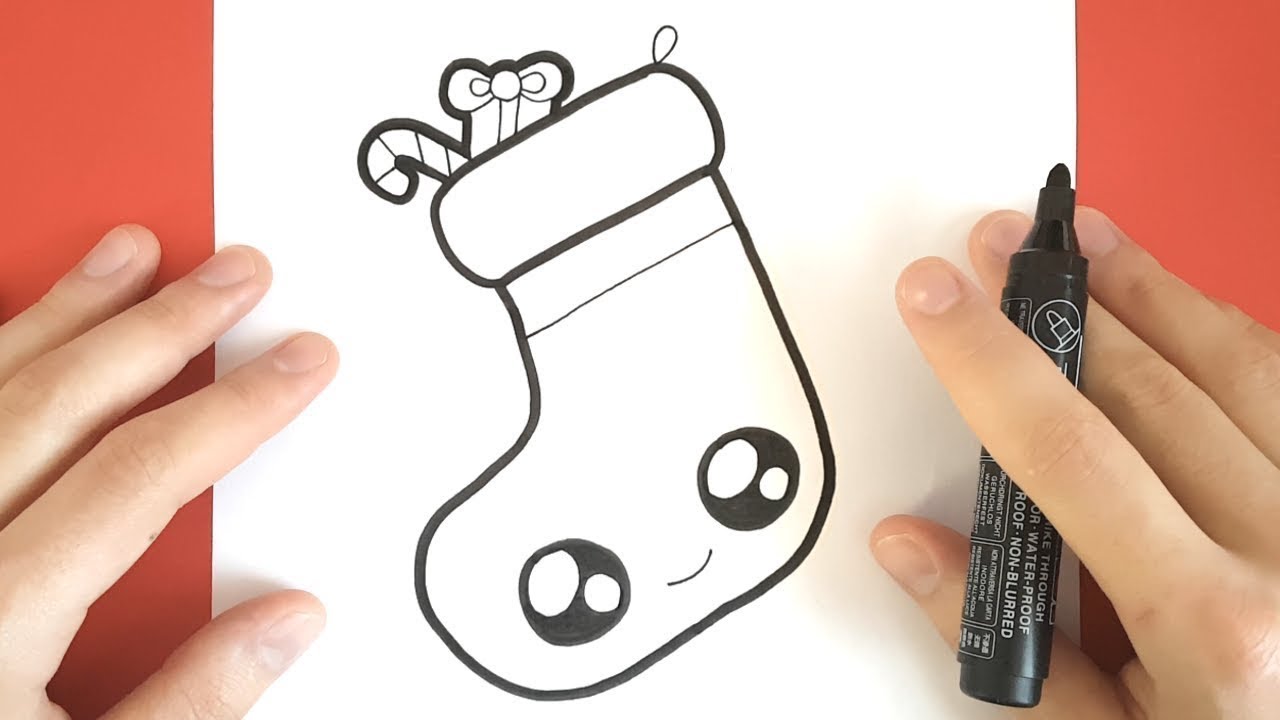 1280x720 How To Draw A Christmas Stocking Cute Step - Stocking Drawing