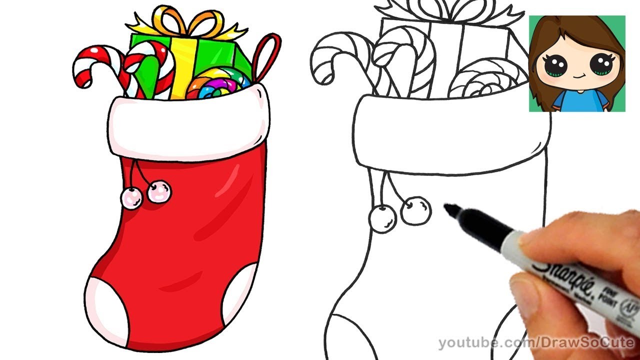 1280x720 How To Draw A Christmas Stocking Easy - Stocking Drawing