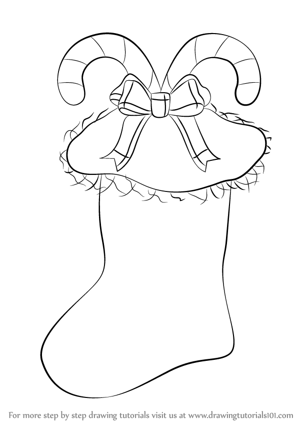 598x844 Learn How To Draw A Christmas Stocking - Stocking Drawing
