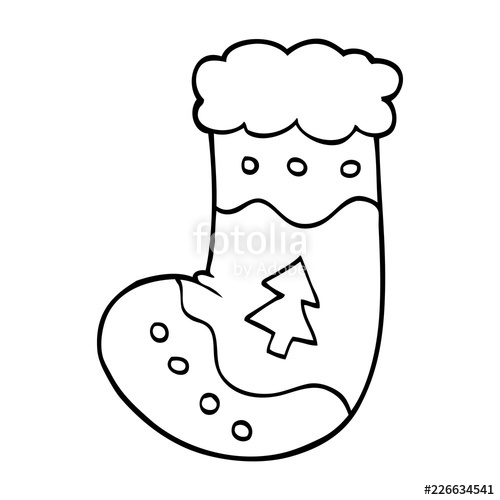 500x500 Line Drawing Cartoon Christmas Stocking Stock Image And Royalty - Stocking Drawing