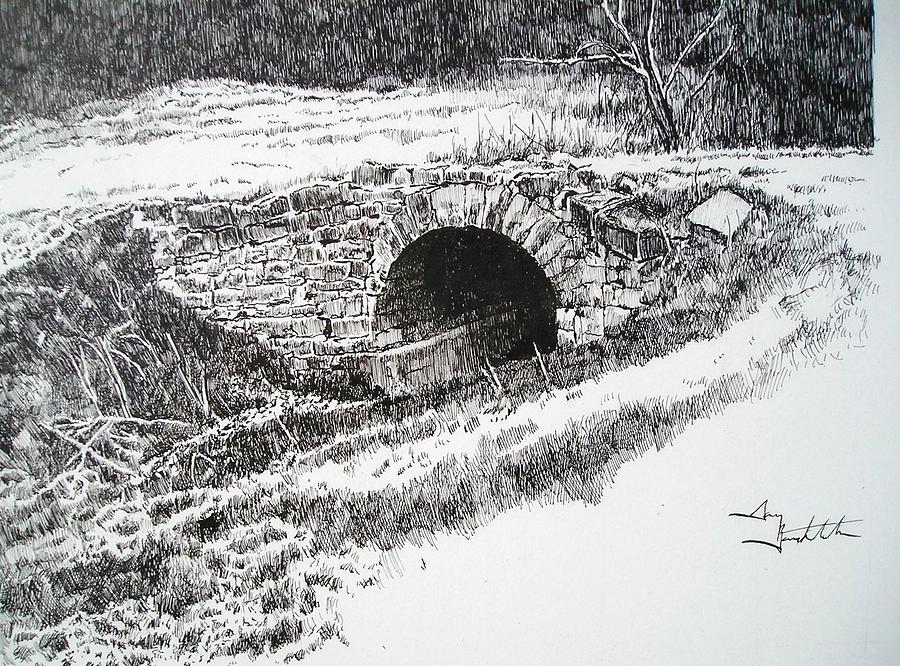 900x666 stone arch bridge at mayestown drawing - Stone Bridge Drawing