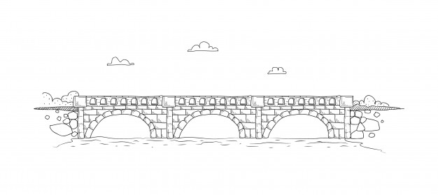 626x279 stone bridge hand drawing vector premium download - Stone Bridge Drawing