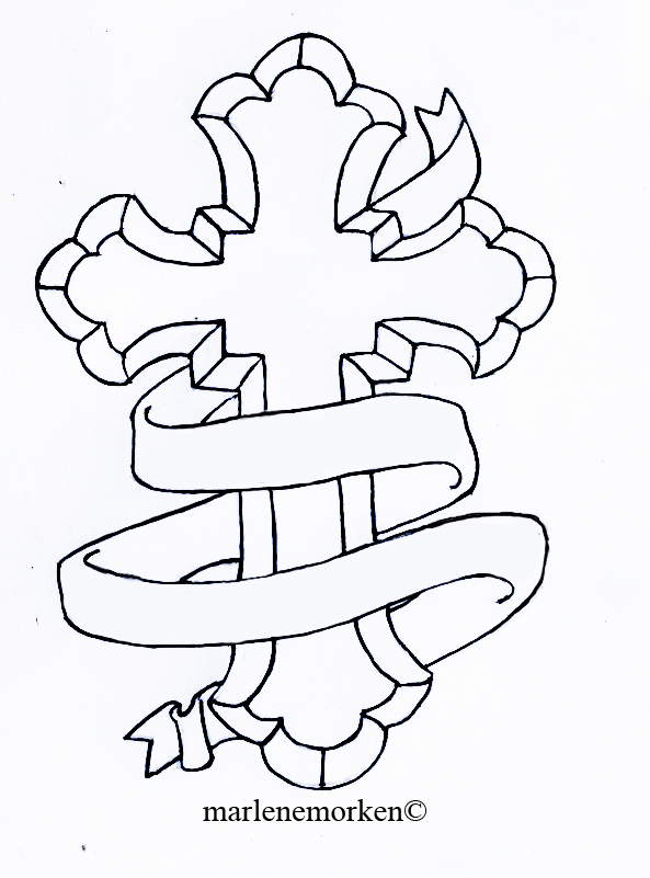 593x801 catholic stone cross tattoo on back tattoo ideas - Stone Cross Drawing