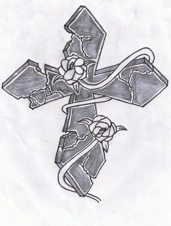 600x795 stone cross with a rose vine photos for tattoo man - Stone Cross Drawing