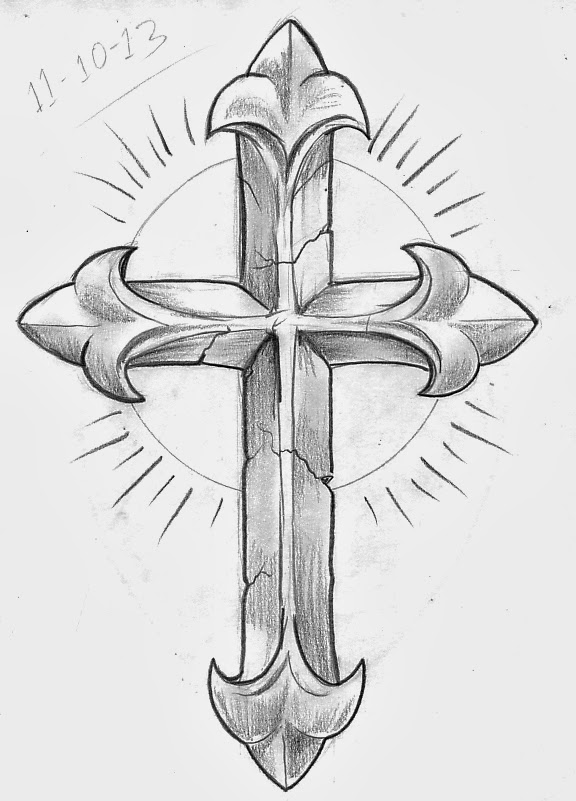 576x801 Cross Drawing Sketching For Free Download - Stone Cross Drawing