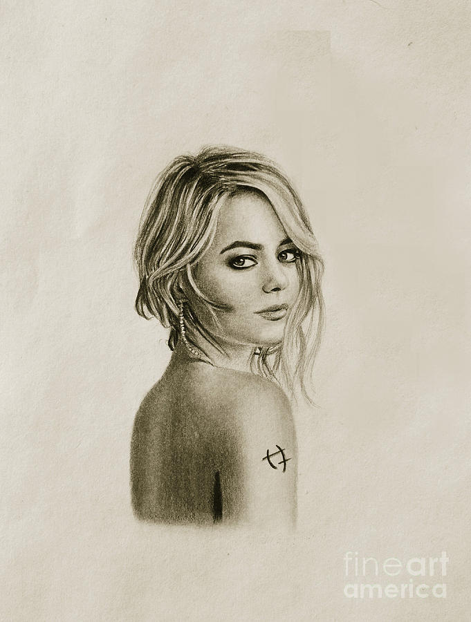 681x900 Emma Stone Drawing - Stone Drawing