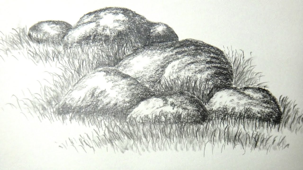 1280x720 how to draw rocks or stones with pencil - Stone Drawing