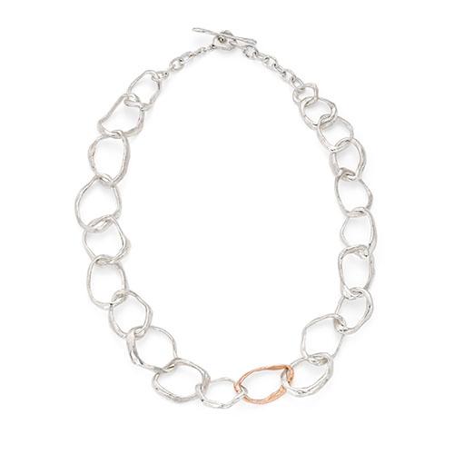 500x500 stone drawing silver necklace with rose gold link polkadot - Stone Drawing