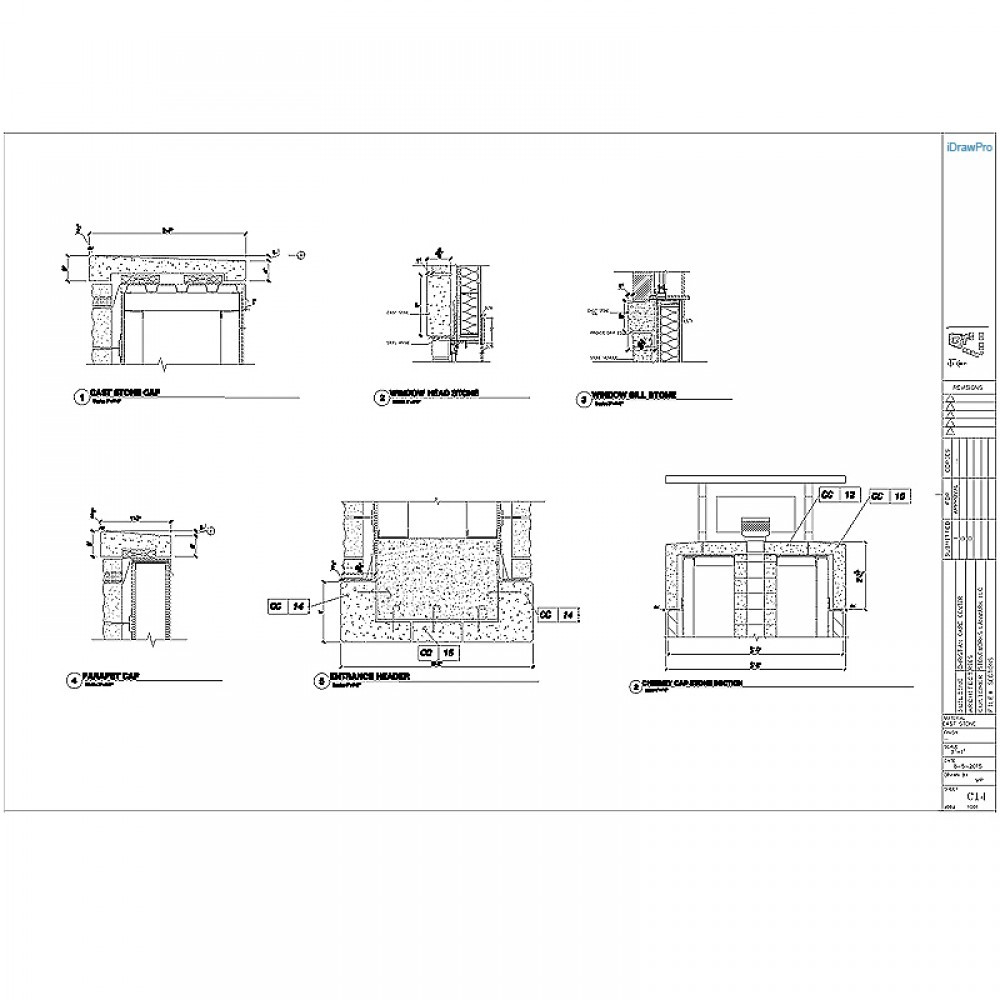 1000x1000 cast stone shop drawings with cut tickets - Stone Drawing