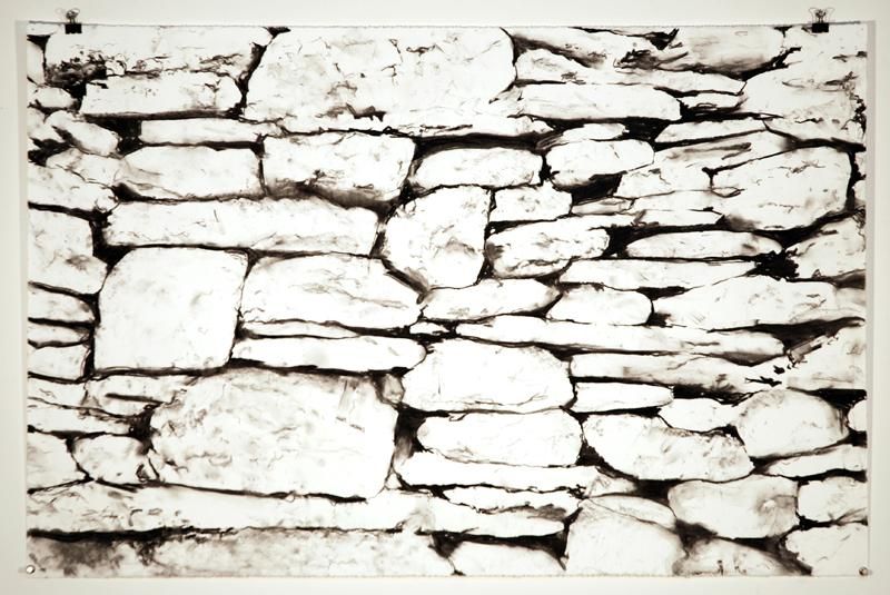 800x535 Stonewall Brush And Ink Drawing In Wall Drawing, Drawings - Stone Wall Drawing