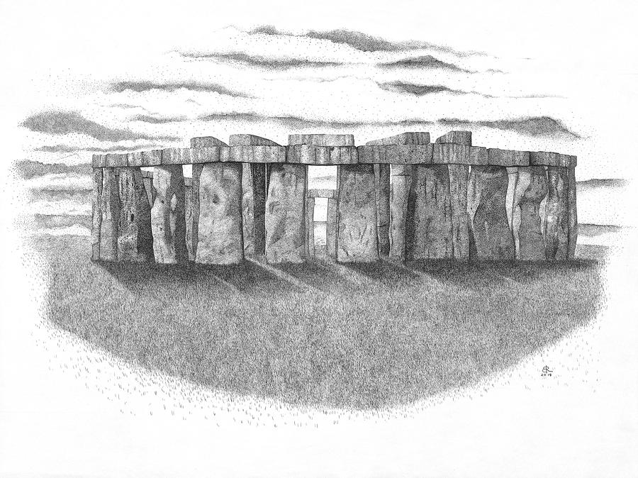 900x674 Stonehenge I Drawing - Stonehenge Drawing