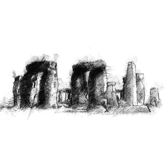 570x570 stonehenge sketch limited edition fine art print from etsy - Stonehenge Drawing