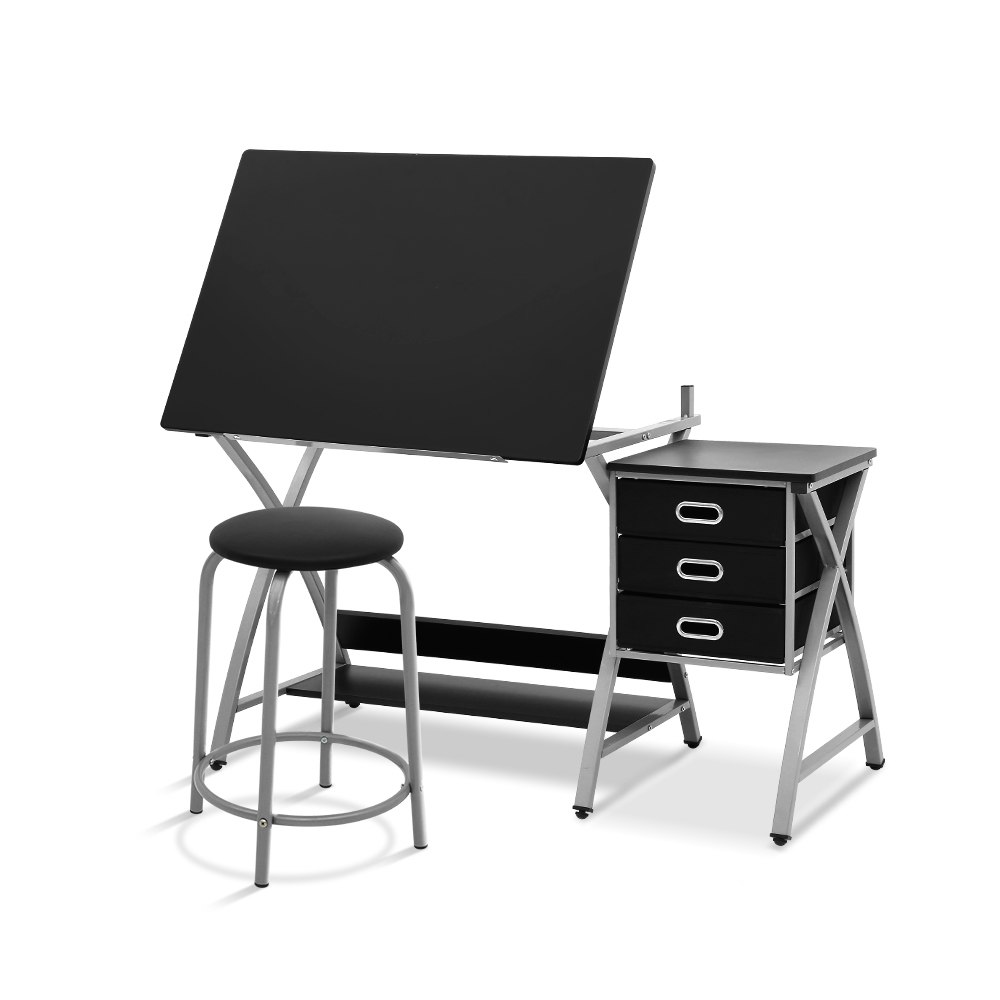 1000x1000 adjustable tilt drafting table with stool - Stool Drawing