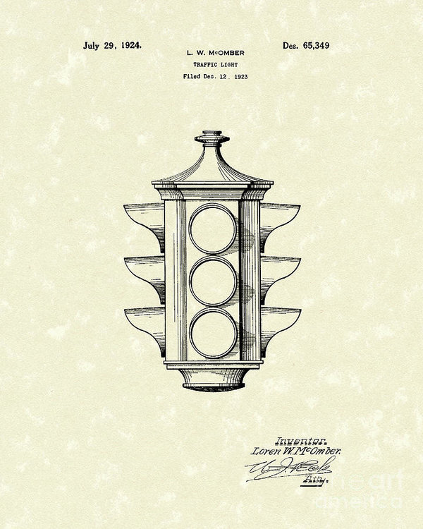 600x750 traffic light patent art art print - Stop Light Drawing