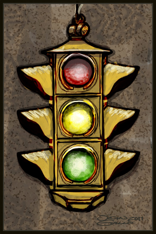 500x750 Traffic Lights In Fine Art - Stop Light Drawing