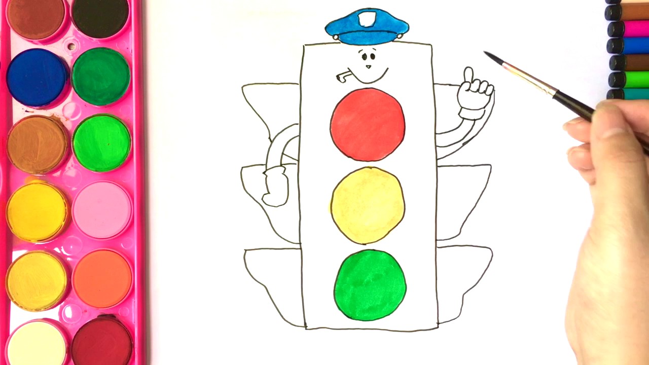 1280x720 coloring pages for kids i draw traffic light i learn colors - Stop Light Drawing