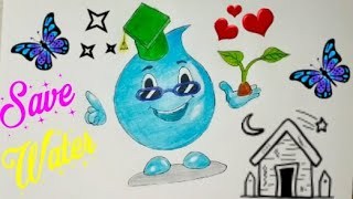320x180 Save Earth Save Trees Drawing Poster Step - Stop Water Pollution Drawing