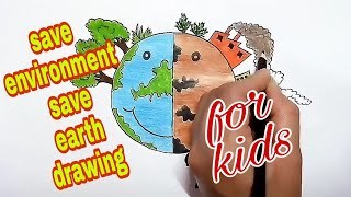 320x180 save earth stop pollution coloring drawing for kids save - Stop Water Pollution Drawing