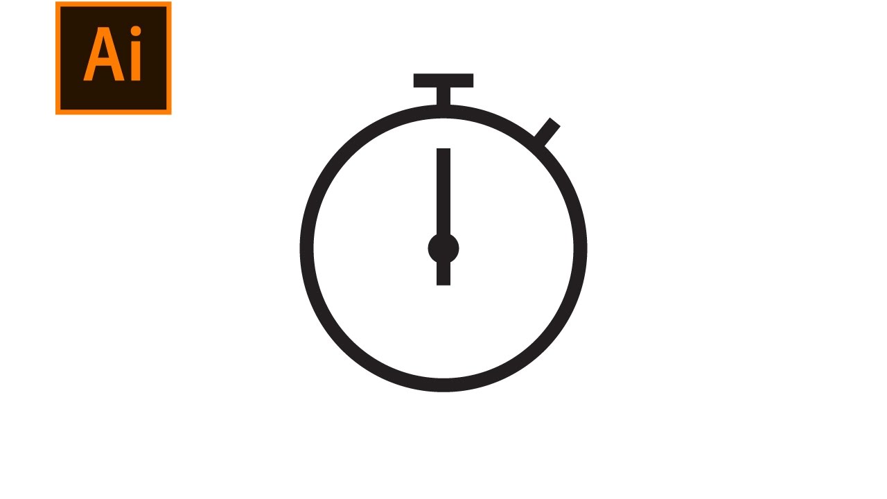 1280x720 Draw Stopwatch Icon Using Adobe Illustrator - Stopwatch Drawing