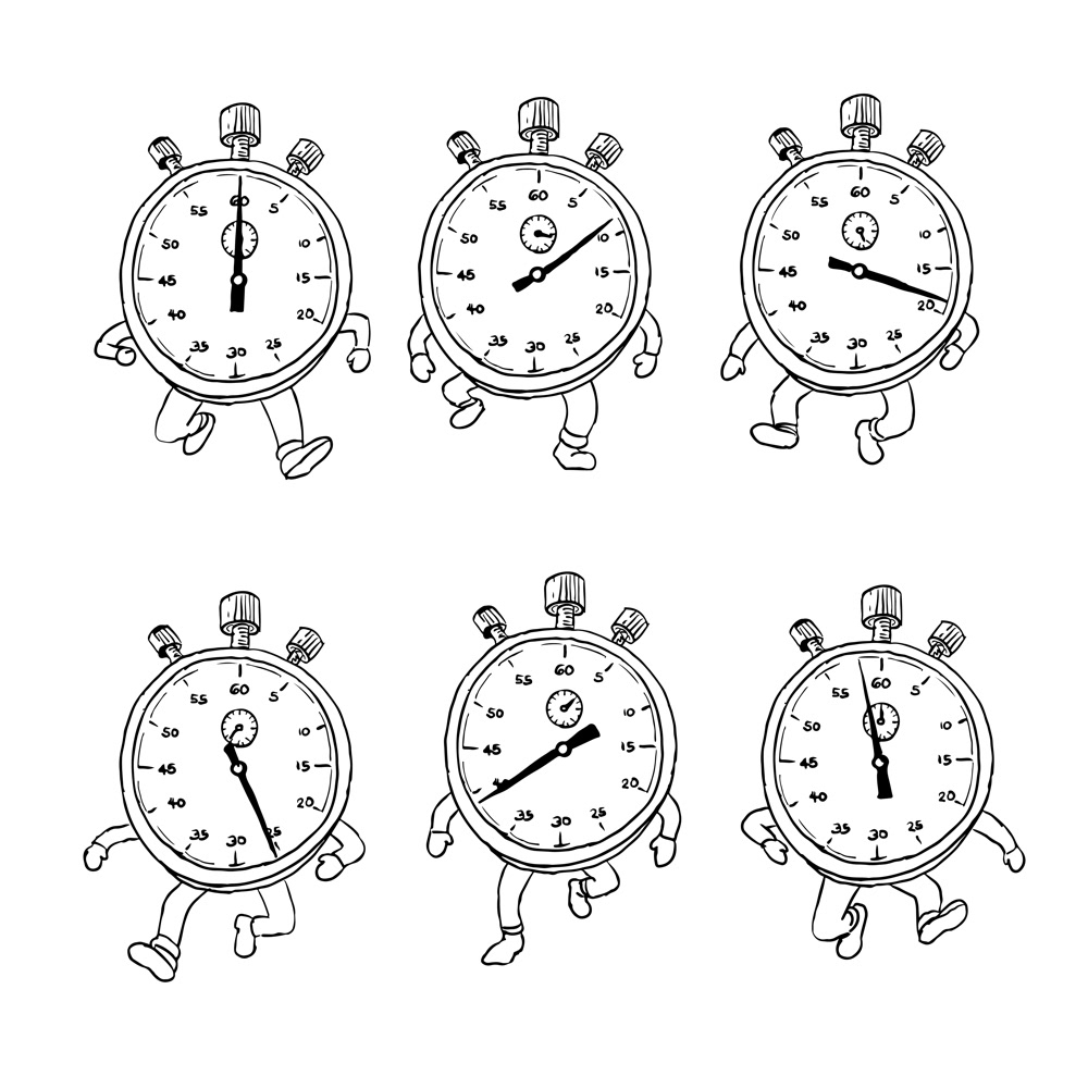 1000x1000 Stopwatch Running Run Cycle Drawing Sequence On Behance - Stopwatch Drawing