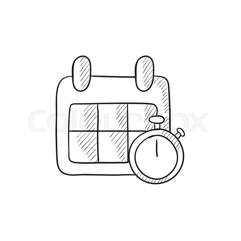 800x800 Calendar And Stopwatch Vector Sketch Stock Vector Colourbox - Stopwatch Drawing