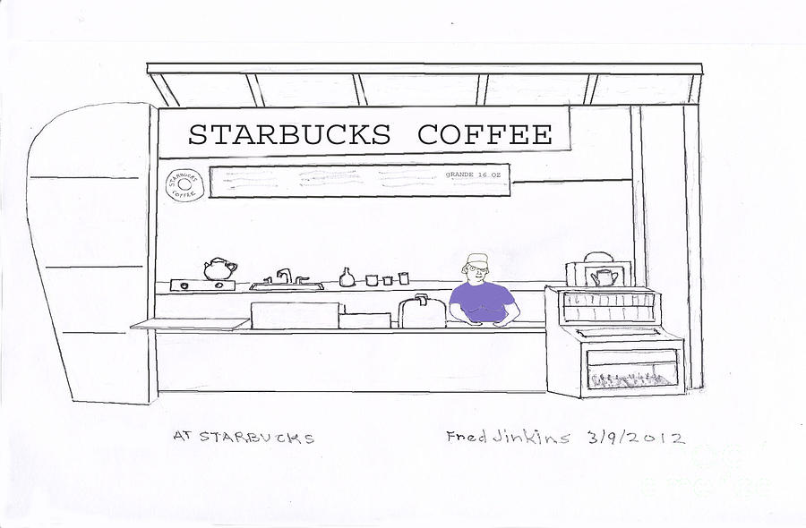 900x590 At Starbucks Drawing - Store Drawing