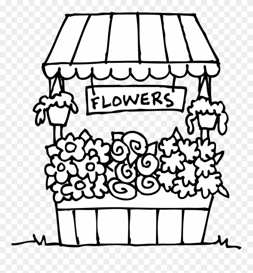 880x949 Banner Freeuse Flower Shop Drawing At Getdrawings - Store Drawing