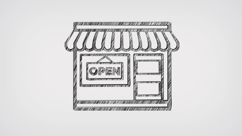 852x480 Storefront Sketch Stock Video Footage - Storefront Drawing