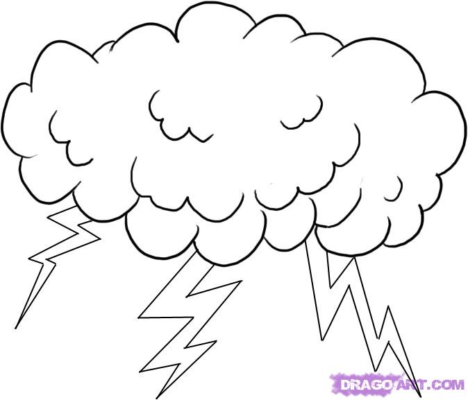 674x577 Draw Lightning, Step - Storm Cloud Drawing