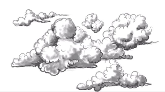 670x377 How To Draw Clouds Steps - Storm Cloud Drawing
