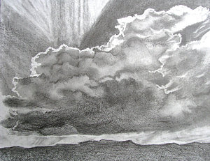 300x231 Sun Through The Clouds Drawing - Storm Cloud Drawing