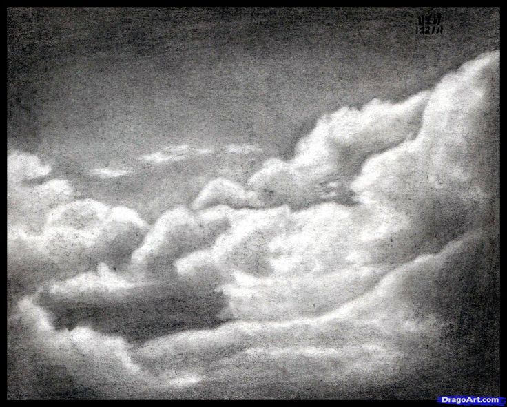 736x591 how to draw realistic clouds, draw clouds step drawing - Storm Cloud Drawing