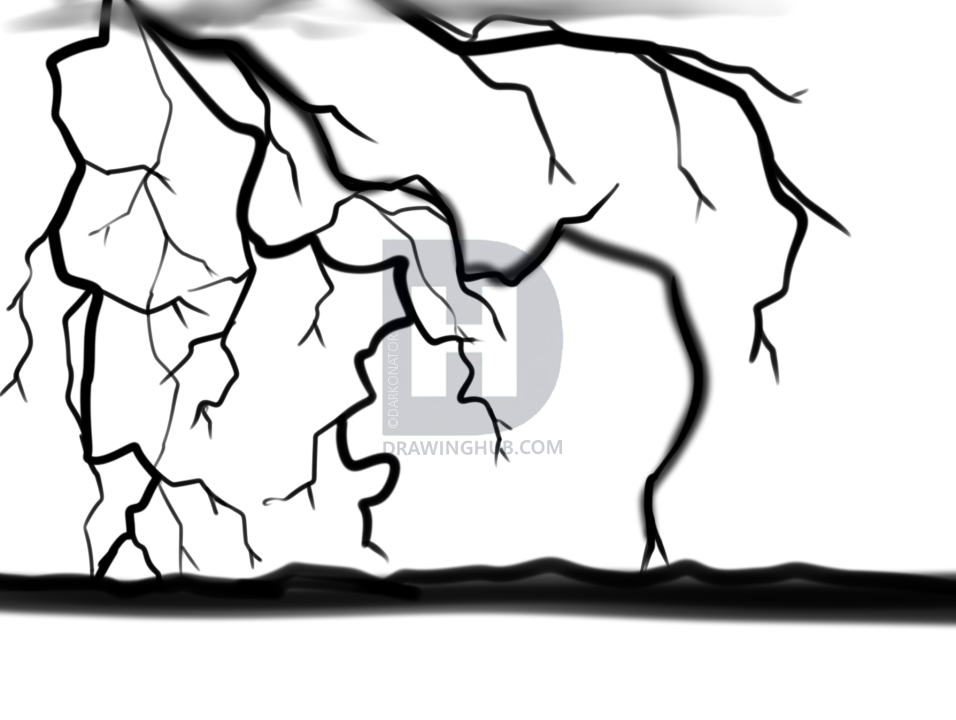 956x720 how to draw a lightning storm, step - Storm Drawing