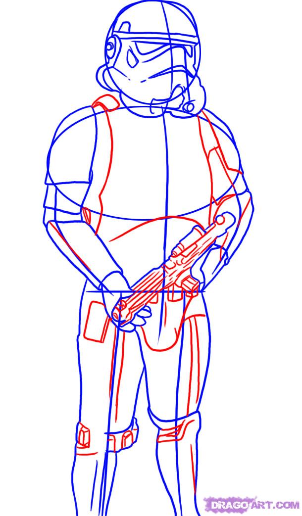610x1043 how to draw a stormtrooper, step - Stormtrooper Drawing