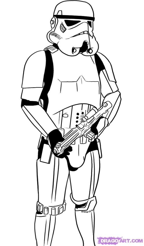 610x1043 Drawings Of Star Wars Characters How To Draw A Stormtrooper Step - Stormtrooper Drawing